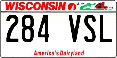 WI license plate 284VSL