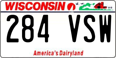 WI license plate 284VSW
