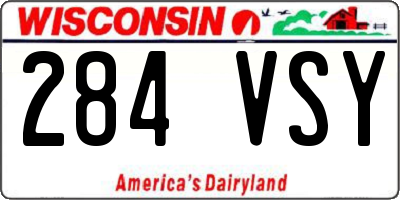 WI license plate 284VSY
