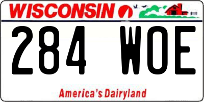 WI license plate 284WOE