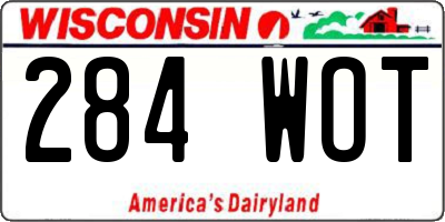 WI license plate 284WOT