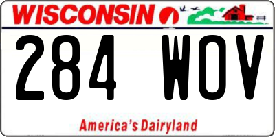WI license plate 284WOV