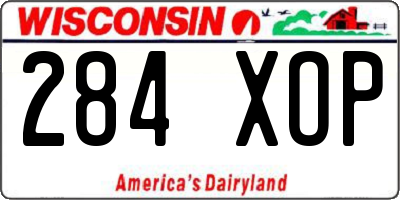 WI license plate 284XOP
