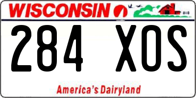WI license plate 284XOS