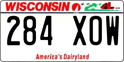 WI license plate 284XOW