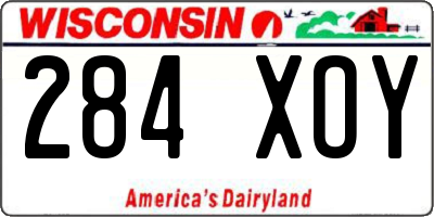 WI license plate 284XOY