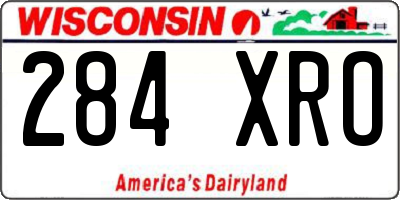 WI license plate 284XRO