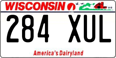 WI license plate 284XUL