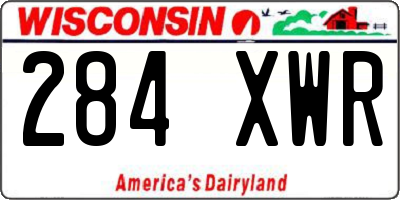 WI license plate 284XWR