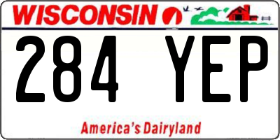 WI license plate 284YEP