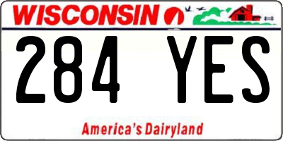 WI license plate 284YES