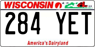 WI license plate 284YET