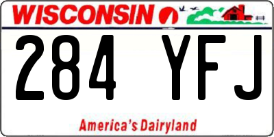 WI license plate 284YFJ