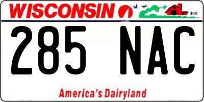 WI license plate 285NAC