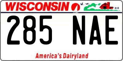 WI license plate 285NAE