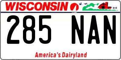 WI license plate 285NAN