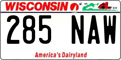 WI license plate 285NAW
