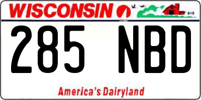 WI license plate 285NBD