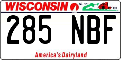 WI license plate 285NBF