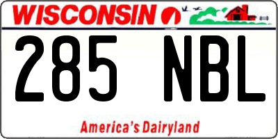 WI license plate 285NBL