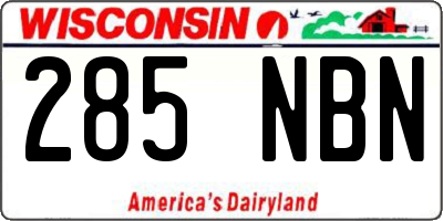 WI license plate 285NBN