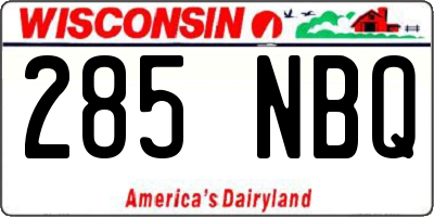 WI license plate 285NBQ