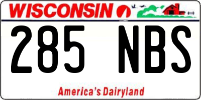 WI license plate 285NBS