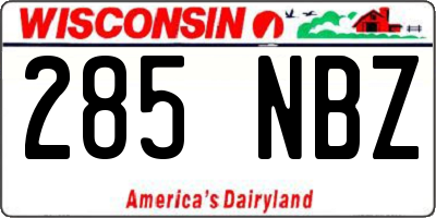 WI license plate 285NBZ