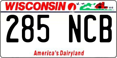 WI license plate 285NCB