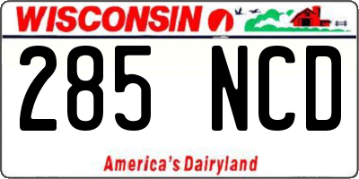 WI license plate 285NCD