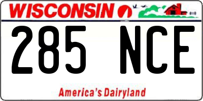 WI license plate 285NCE