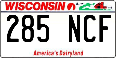 WI license plate 285NCF
