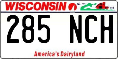 WI license plate 285NCH