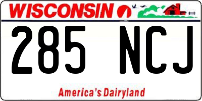 WI license plate 285NCJ