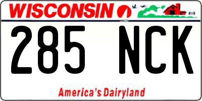 WI license plate 285NCK