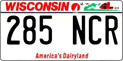 WI license plate 285NCR