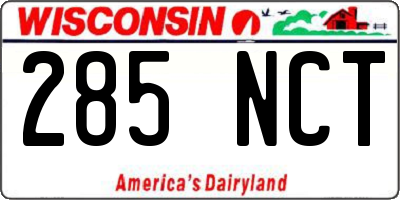 WI license plate 285NCT