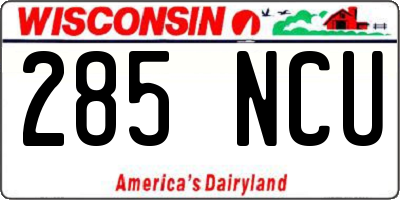 WI license plate 285NCU