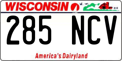 WI license plate 285NCV