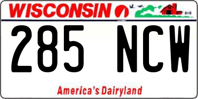 WI license plate 285NCW