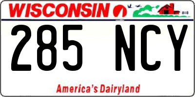 WI license plate 285NCY