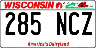 WI license plate 285NCZ
