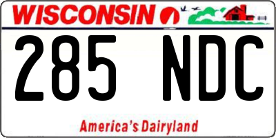 WI license plate 285NDC
