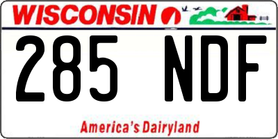 WI license plate 285NDF