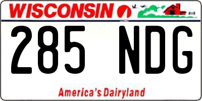 WI license plate 285NDG