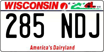 WI license plate 285NDJ