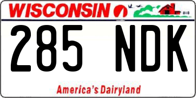 WI license plate 285NDK