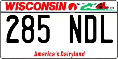 WI license plate 285NDL
