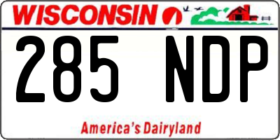 WI license plate 285NDP