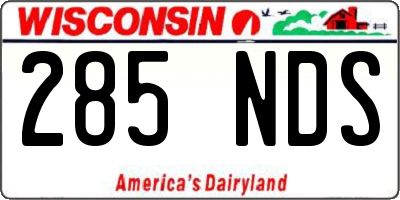 WI license plate 285NDS